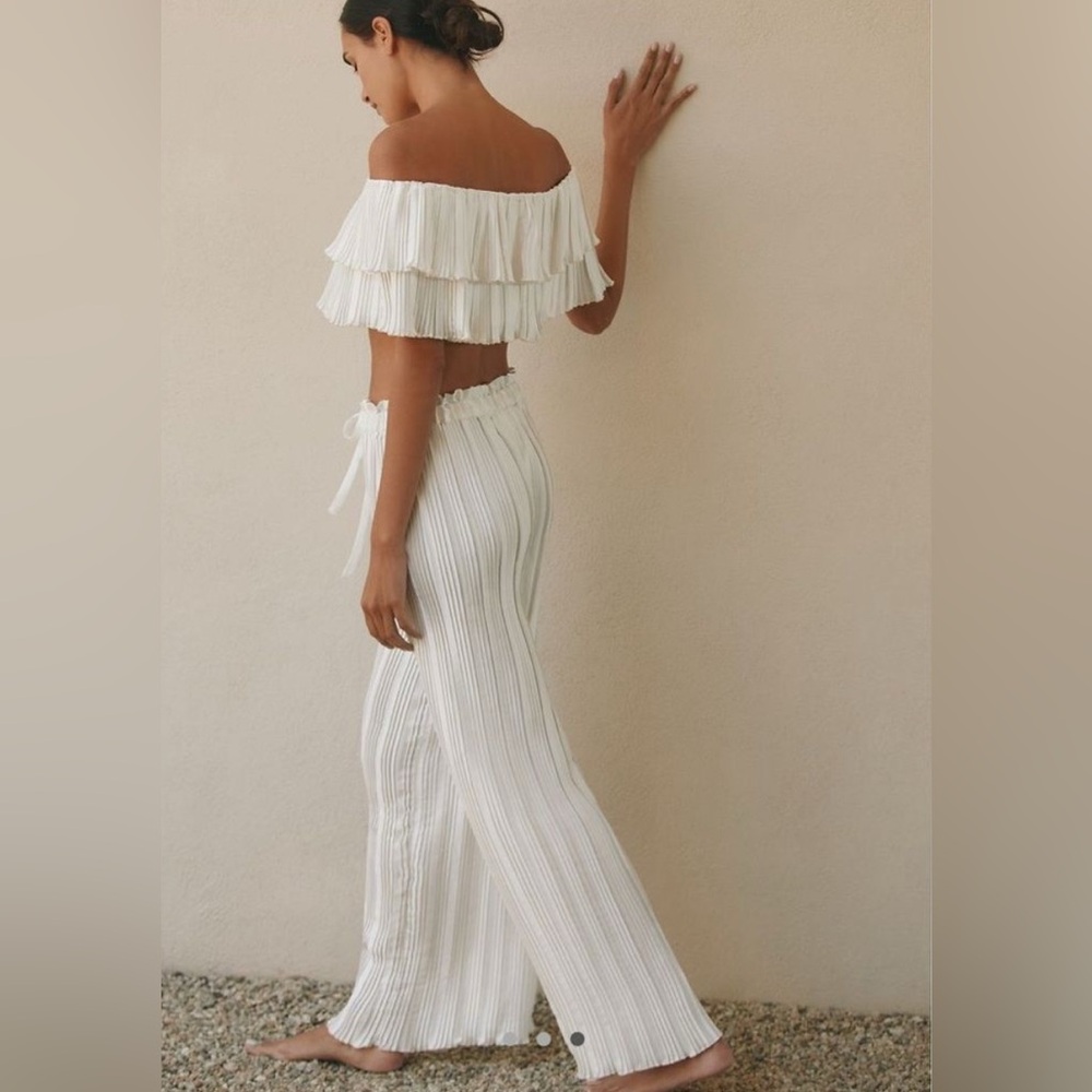 Anthropologie plisse pants & crop top set